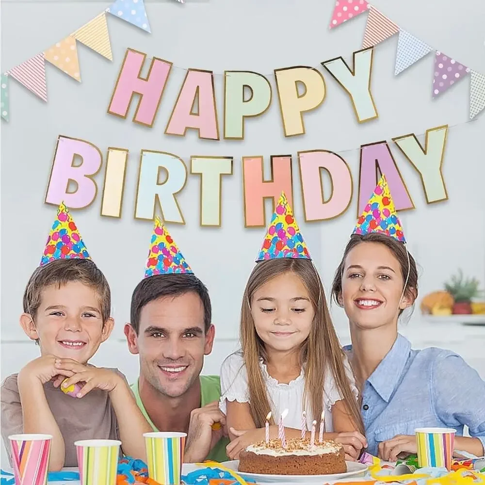 Happy Birthday Banner Pastel Birthday Party Decor 8